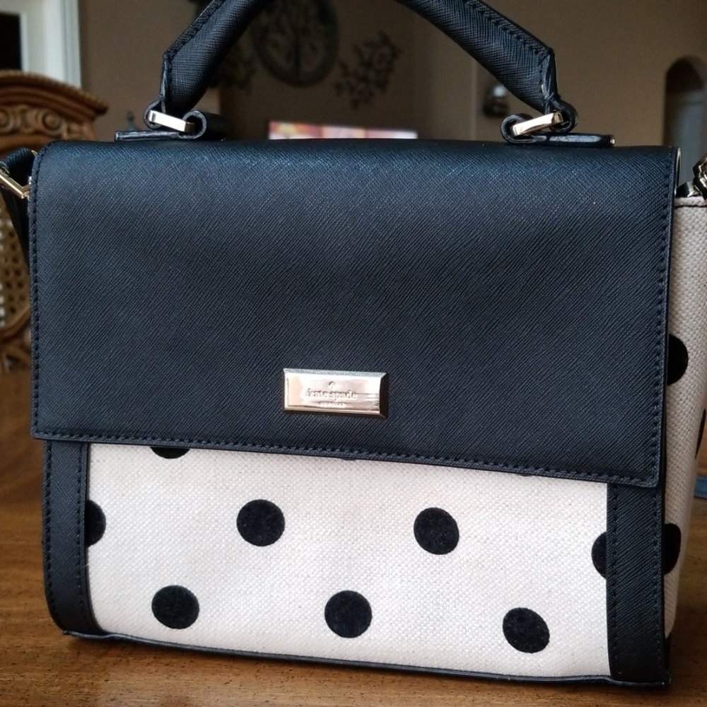 Kate Spade Polka Dot Leather and Canvas Small Bag
